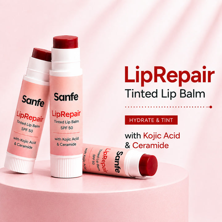 Sanfe LipRepair Tinted Lip Balm with SPF 50 (Pack of 3)