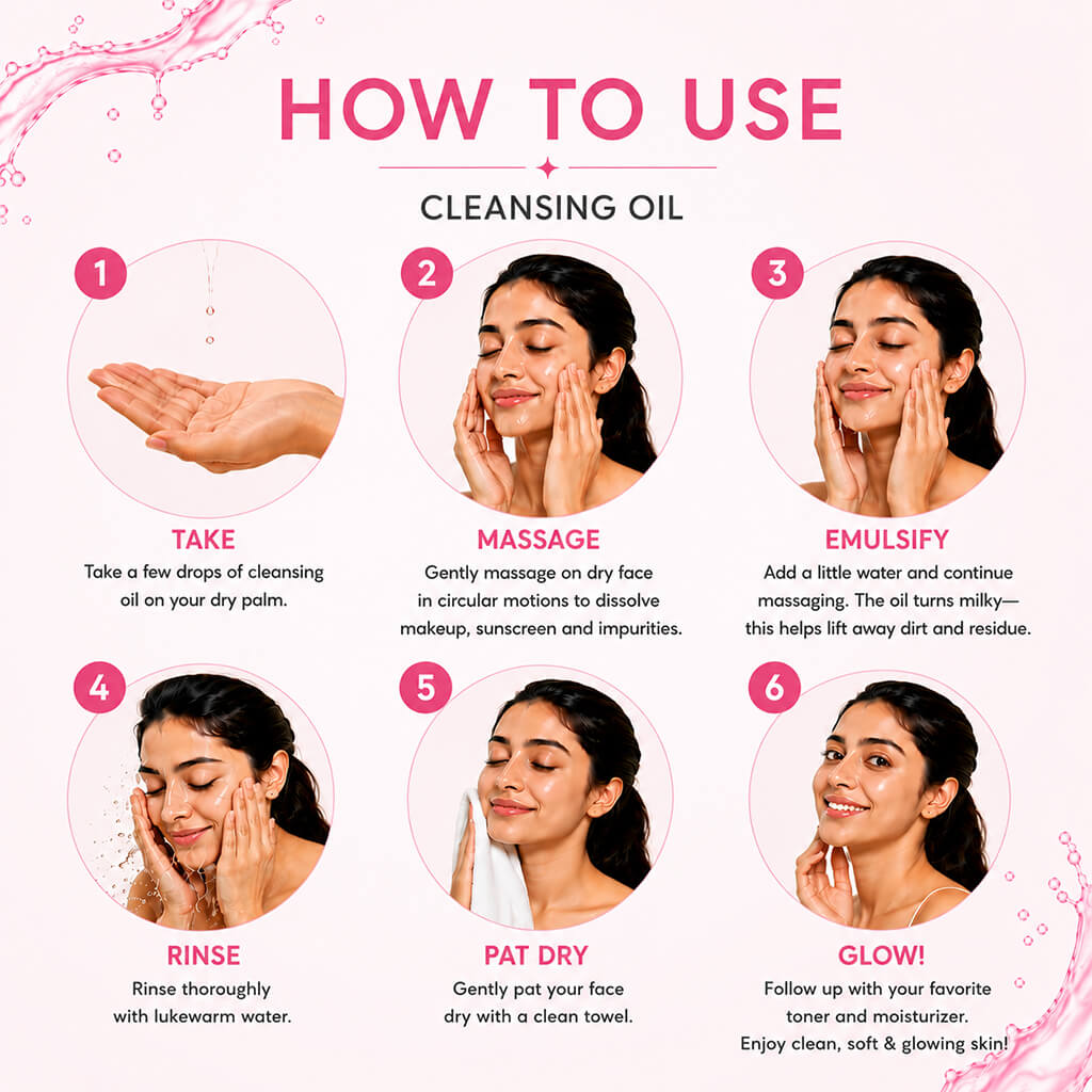 Sanfe Mini Cleansing Oil - Deep Makeup & Dirt Remover | Travel-Friendly Mini Bottles | Pack of 10