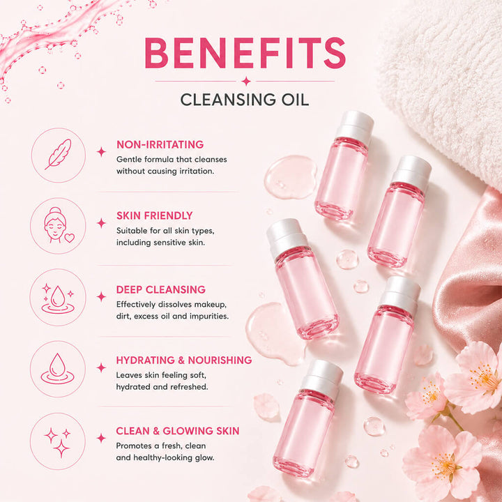 Sanfe Mini Cleansing Oil - Deep Makeup & Dirt Remover | Travel-Friendly Mini Bottles | Pack of 10