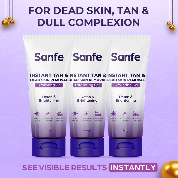Sanfe Instant Tan & Dead Skin Removal Exfoliating Gel 200g (Pack of 3)