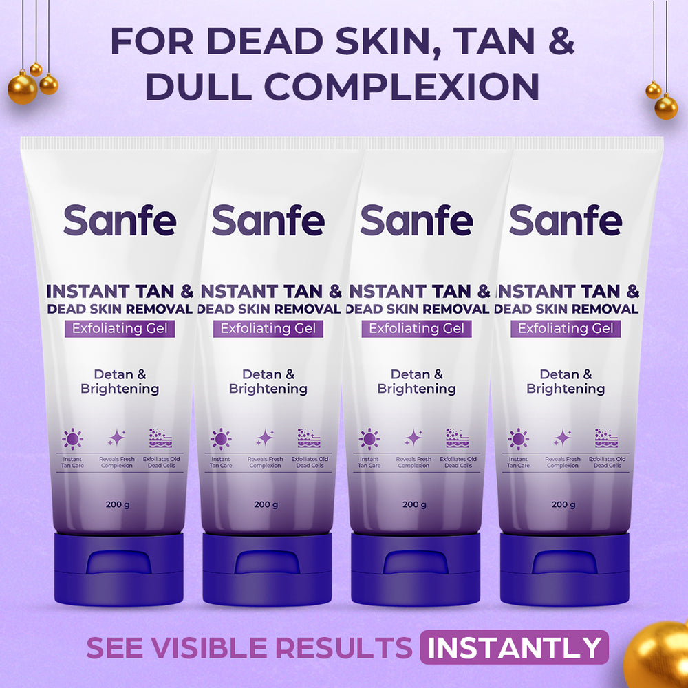 Sanfe Instant Tan & Dead Skin Removal Exfoliating Gel 200g (Pack of 4)