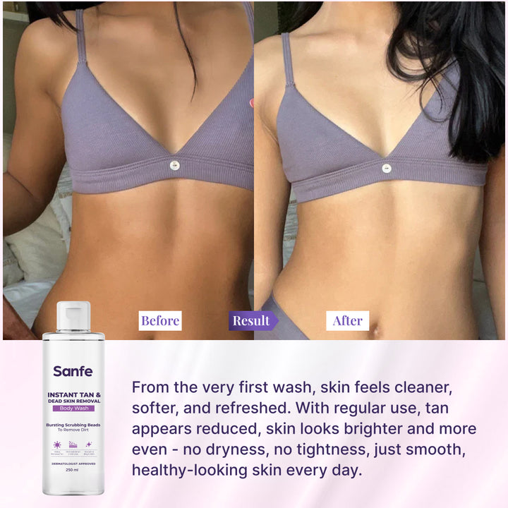 Sanfe Instant Tan & Dead Skin Removal Exfoliating Body Wash - 250ml (Pack of 3)