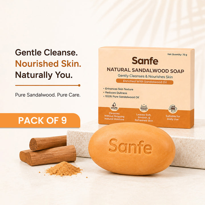 Sanfe Natural Sandalwood Soap (Pack of 9)