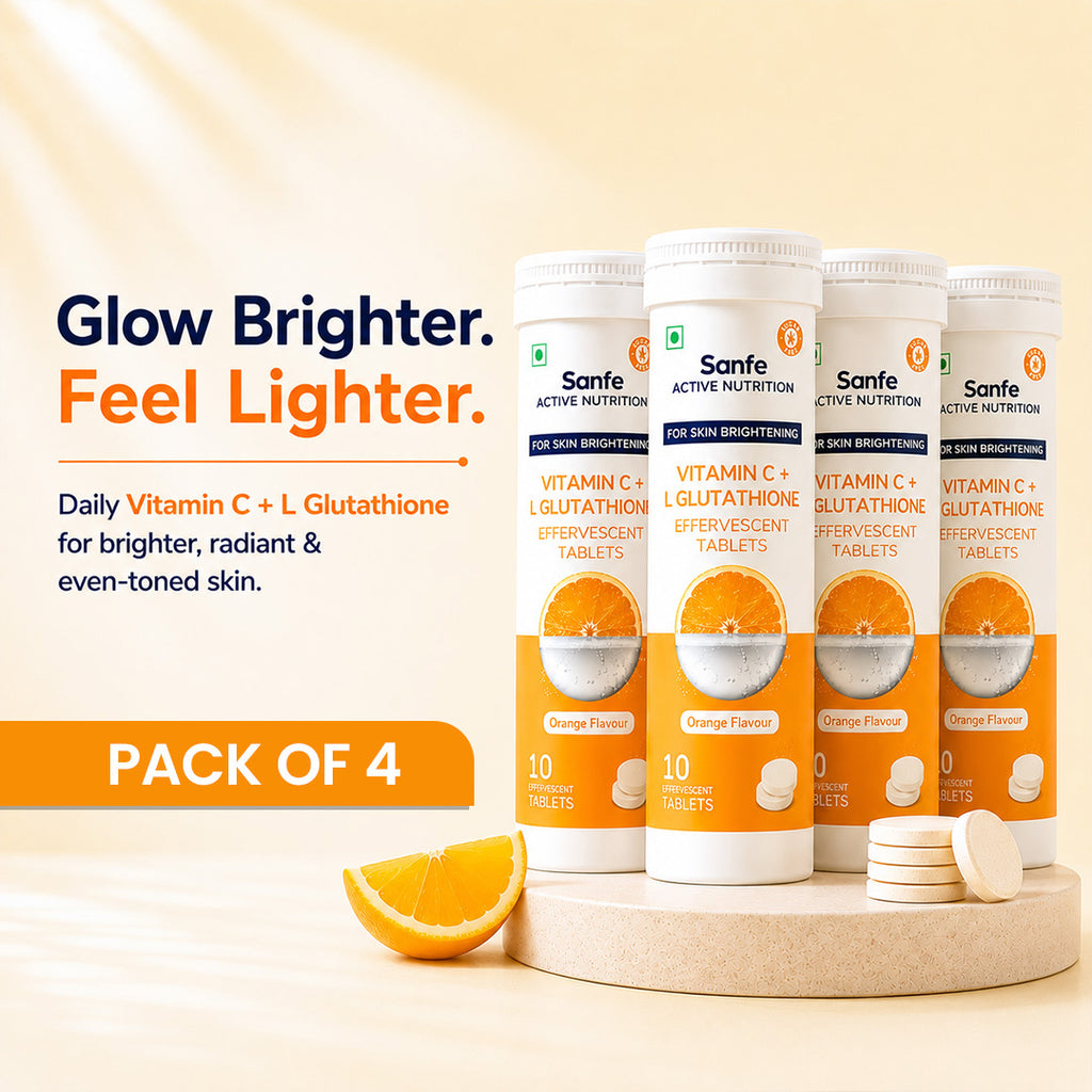 Sanfe Effervescent Tablets, Vitamin C + L Glutathione (Orange)