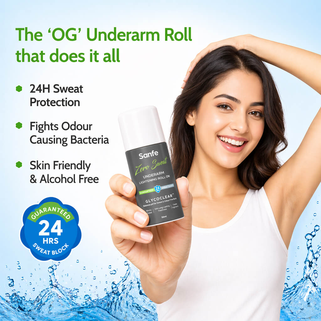 Sanfe Zero Sweat Underarm Lightening Roll On Lightens Men & Women, 50ml