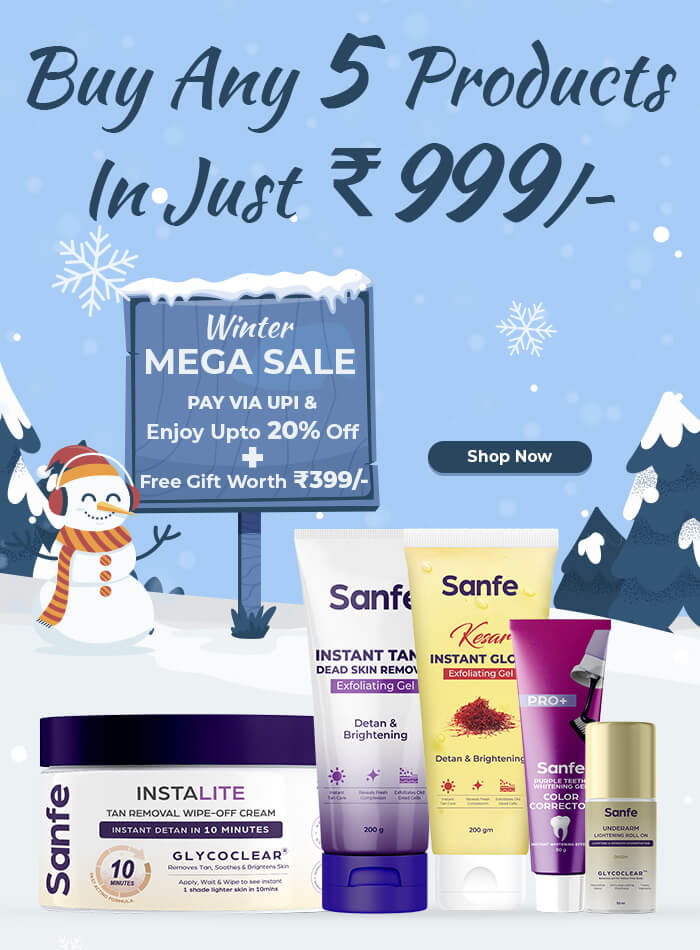 Special winter sale banner with Sanfe Buy 5 Products For ₹999