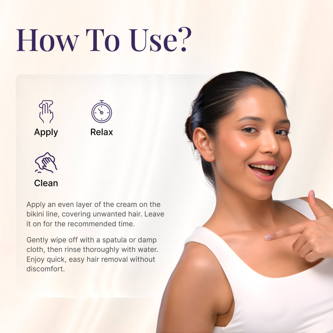 Bikini Line Hair Removal Cream For Pain Free Hair Removal - 50ml