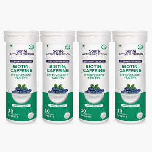 Sanfe Effervescent Tablets, Biotin & Caffeine (Berry) - For Hair Growth, supports long hair, 40 Tablets