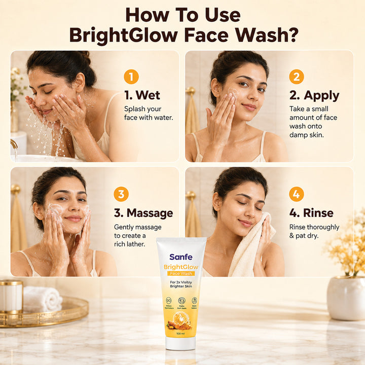 Sanfe Bright glow facewash with Kojic acid & Turmeric