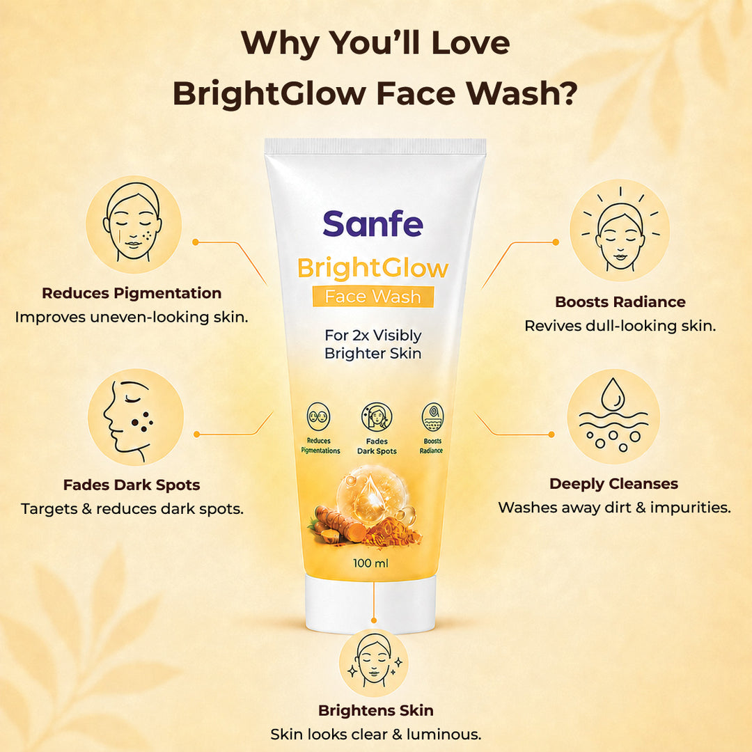 Sanfe Bright glow facewash with Kojic acid & Turmeric