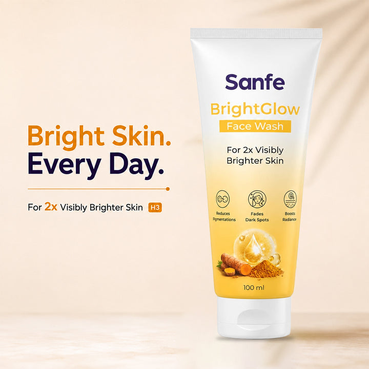 Sanfe Bright glow facewash with Kojic acid & Turmeric