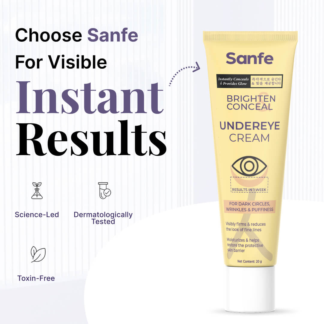 Sanfe Brighten & Conceal Undereye Cream | For dark Circles, wrinkles & Puffiness - 20g