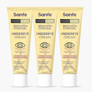 Sanfe Brighten & Conceal Undereye Cream | For dark Circles, wrinkles & Puffiness - 20g (Pack of 3)