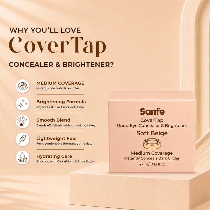 Sanfe CoverTap Undereye Concealer & Brightener - Soft Beige