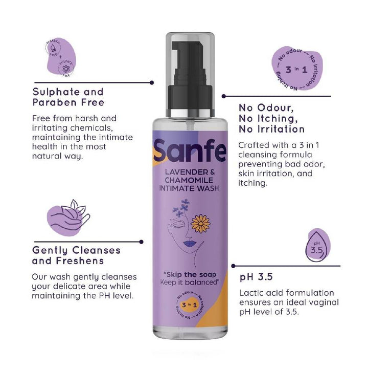 Sanfe 3 in 1 Intimate Wash-100ml