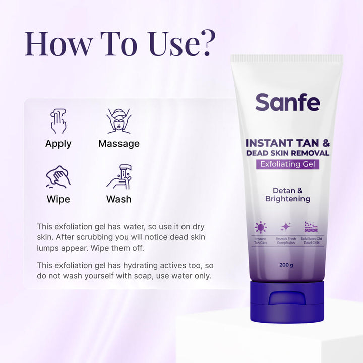 Sanfe Instant Tan & Dead Skin Removal Exfoliating Gel 200g