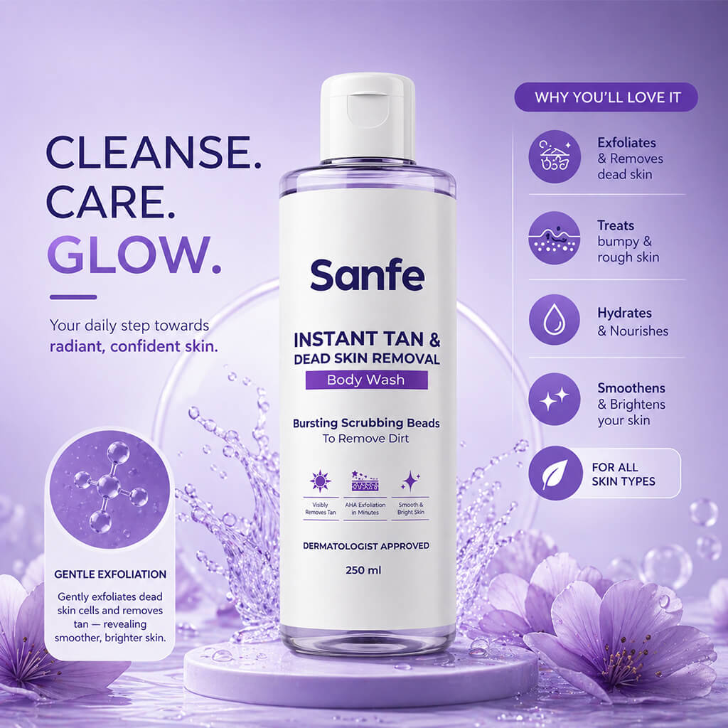 Sanfe Instant Tan & Dead Skin Removal Exfoliating Body Wash - 250ml