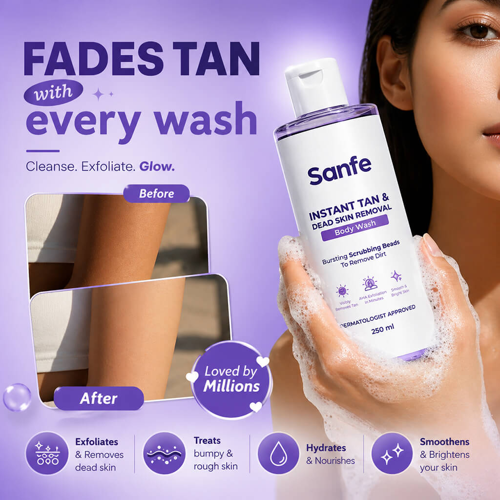 Sanfe Instant Tan & Dead Skin Removal Exfoliating Body Wash - 250ml