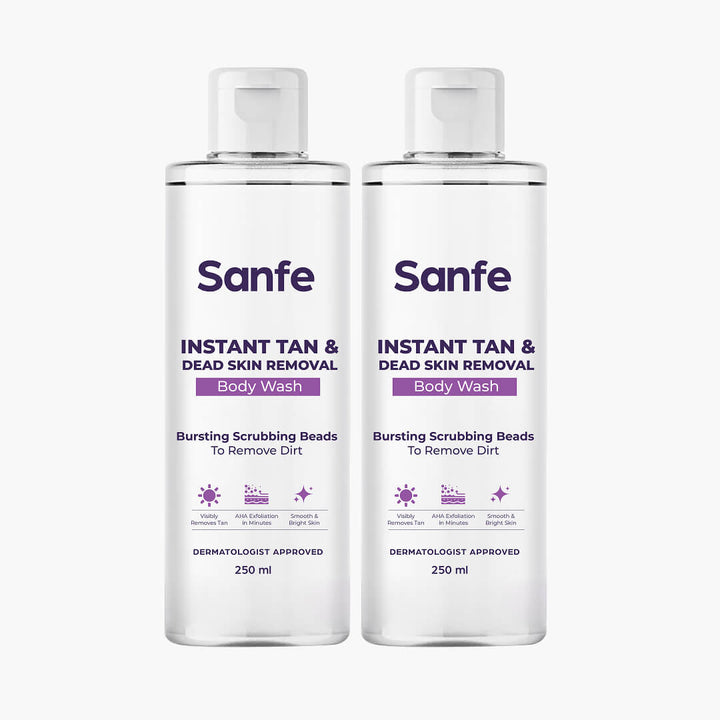 Sanfe Instant Tan & Dead Skin Removal Exfoliating Body Wash - 250ml (Pack of 2)