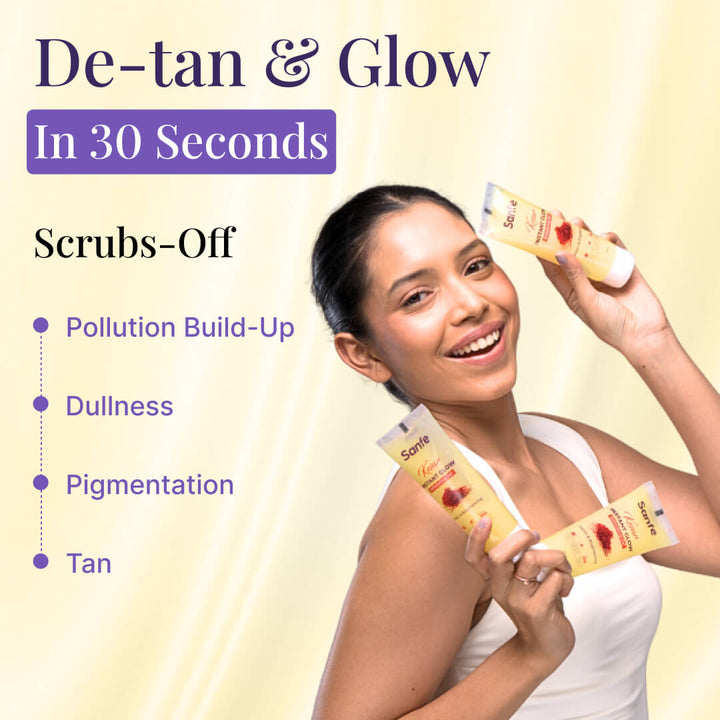 Sanfe Kesar Instant Glow Exfoliating Gel - 100g (Pack of 3)