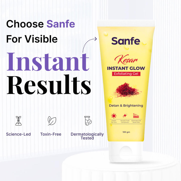 Sanfe Kesar Instant Glow Exfoliating Gel - 100g (Pack of 3)