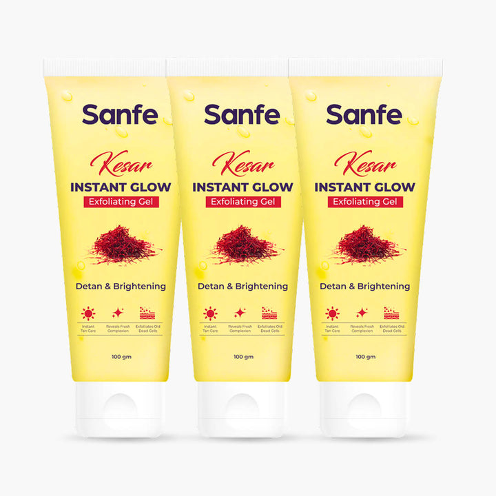 Sanfe Kesar Instant Glow Exfoliating Gel - 100g (Pack of 3)
