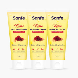 Sanfe Kesar Instant Glow Exfoliating Gel - 100g (Pack of 3)