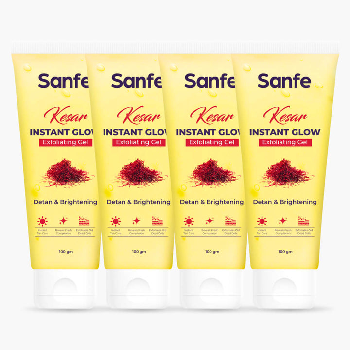 Sanfe Kesar Instant Glow Exfoliating Gel - 100g (Pack of 4)