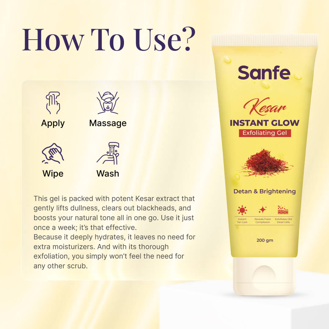 Sanfe Kesar Instant Glow Exfoliating Gel - 200gm