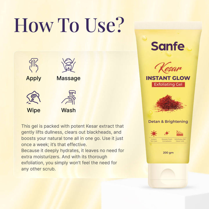 Sanfe Kesar Instant Glow Exfoliating Gel - 200gm
