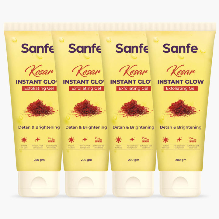 Sanfe Kesar Instant Glow Exfoliating Gel - 200gm (Pack of 4)