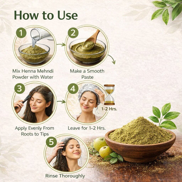 Natural Henna Mehendi Powder for Hair Color and Growth - 100g