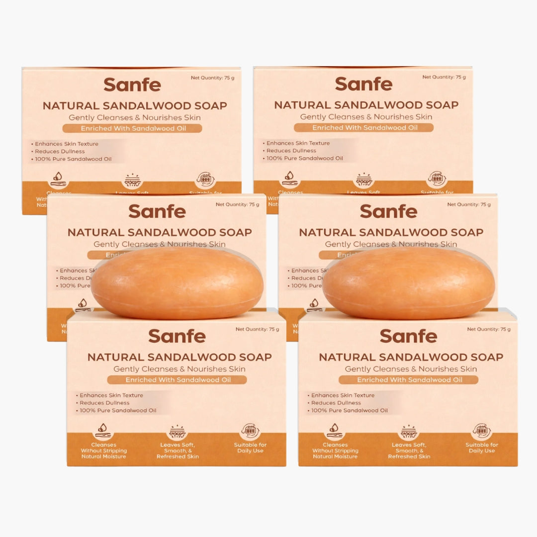 Sanfe Natural Sandalwood Soap (Pack of 6)