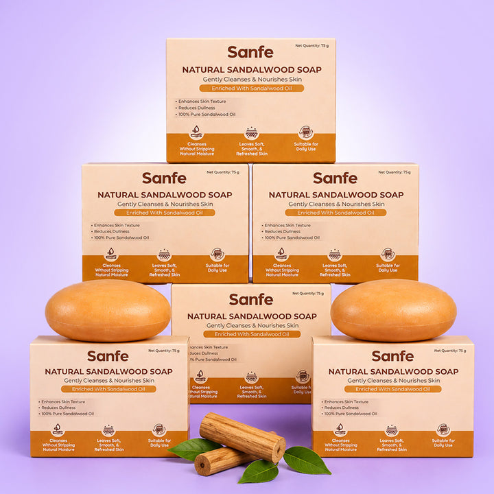 Sanfe Natural Sandalwood Soap (Pack of 6)