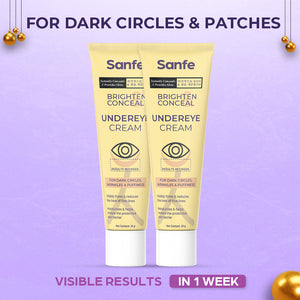 Sanfe Brighten & Conceal Undereye Cream | For dark Circles, wrinkles & Puffiness - 20g (Pack of 2)
