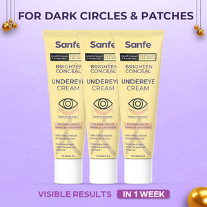 Sanfe Brighten & Conceal Undereye Cream | For dark Circles, wrinkles & Puffiness - 20g (Pack of 3)