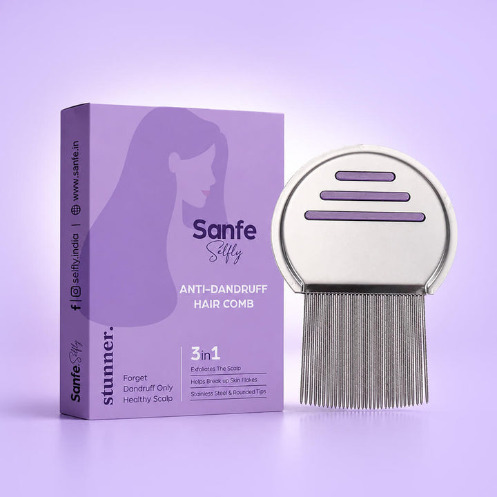 Sanfe Selfly Anti-Dandruff Hair Comb with 3-in-1 Function to Get Dandruff Free, Exfoliated & Healthy Hair