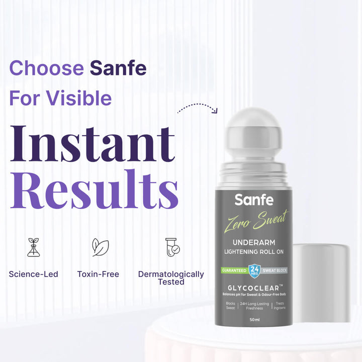 Sanfe Zero Sweat Underarm Lightening Roll On Lightens Men & Women, 50ml