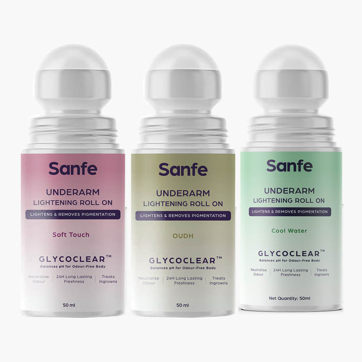 Underarm Lightening Roll On For Women - Cool Water, Oudh & Soft Touch (Pack of 3)