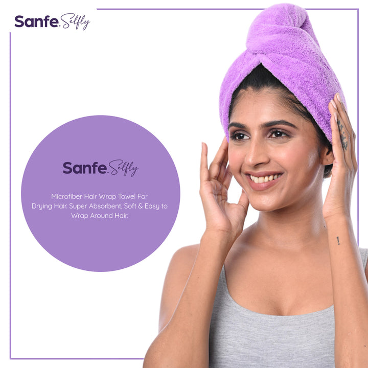 Sanfe Selfly Microfiber Hair Wrap Towel For Lockin In Moisture for Healthier, Shinnier & Smoother Hair