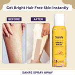 Sanfe Spray Away Hair Removal Spray for Men | For Legs, Arms & Underarms | Removes Hair in 10 Minutes with Skin Detan | Gives 3 Full Body Usage in 200 ml