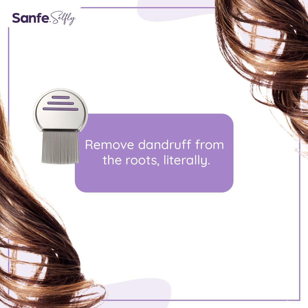 Sanfe Selfly Anti-Dandruff Hair Comb with 3-in-1 Function to Get Dandruff Free, Exfoliated & Healthy Hair