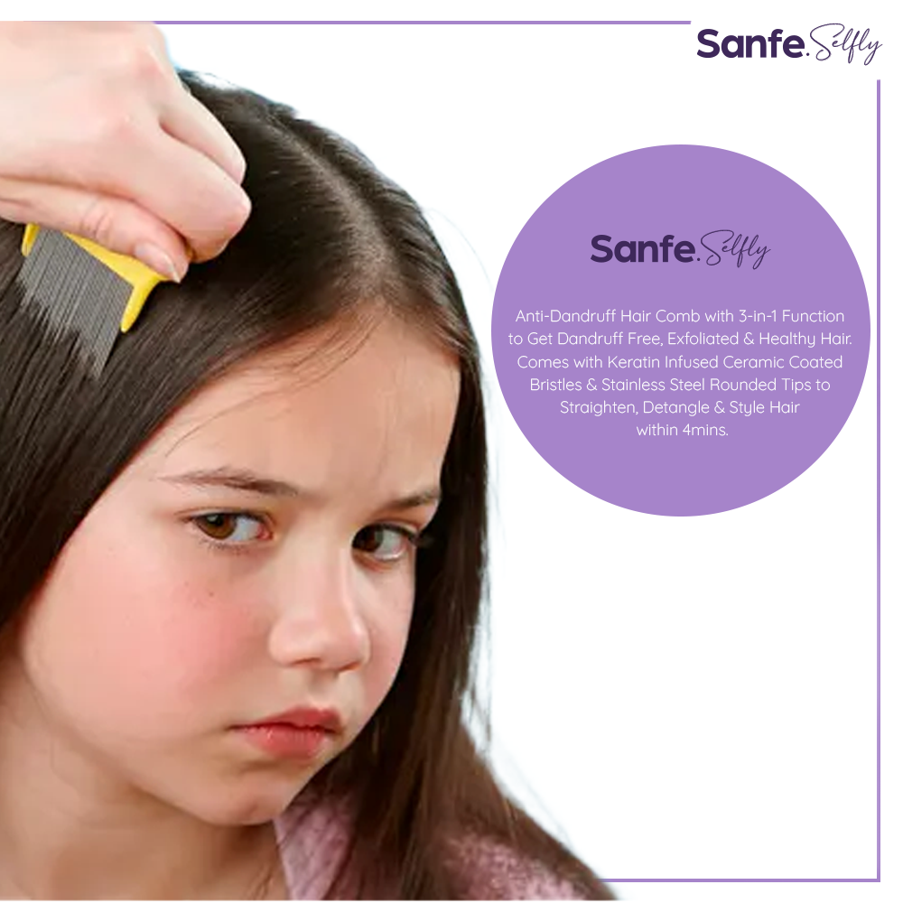 Sanfe Selfly Anti-Dandruff Hair Comb with 3-in-1 Function to Get Dandruff Free, Exfoliated & Healthy Hair