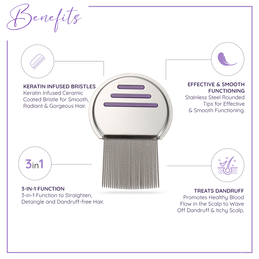 Sanfe Selfly Anti-Dandruff Hair Comb with 3-in-1 Function to Get Dandruff Free, Exfoliated & Healthy Hair