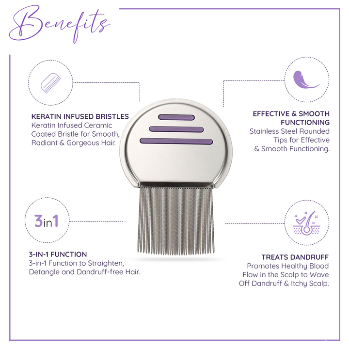 Sanfe Selfly Anti-Dandruff Hair Comb with 3-in-1 Function to Get Dandruff Free, Exfoliated & Healthy Hair