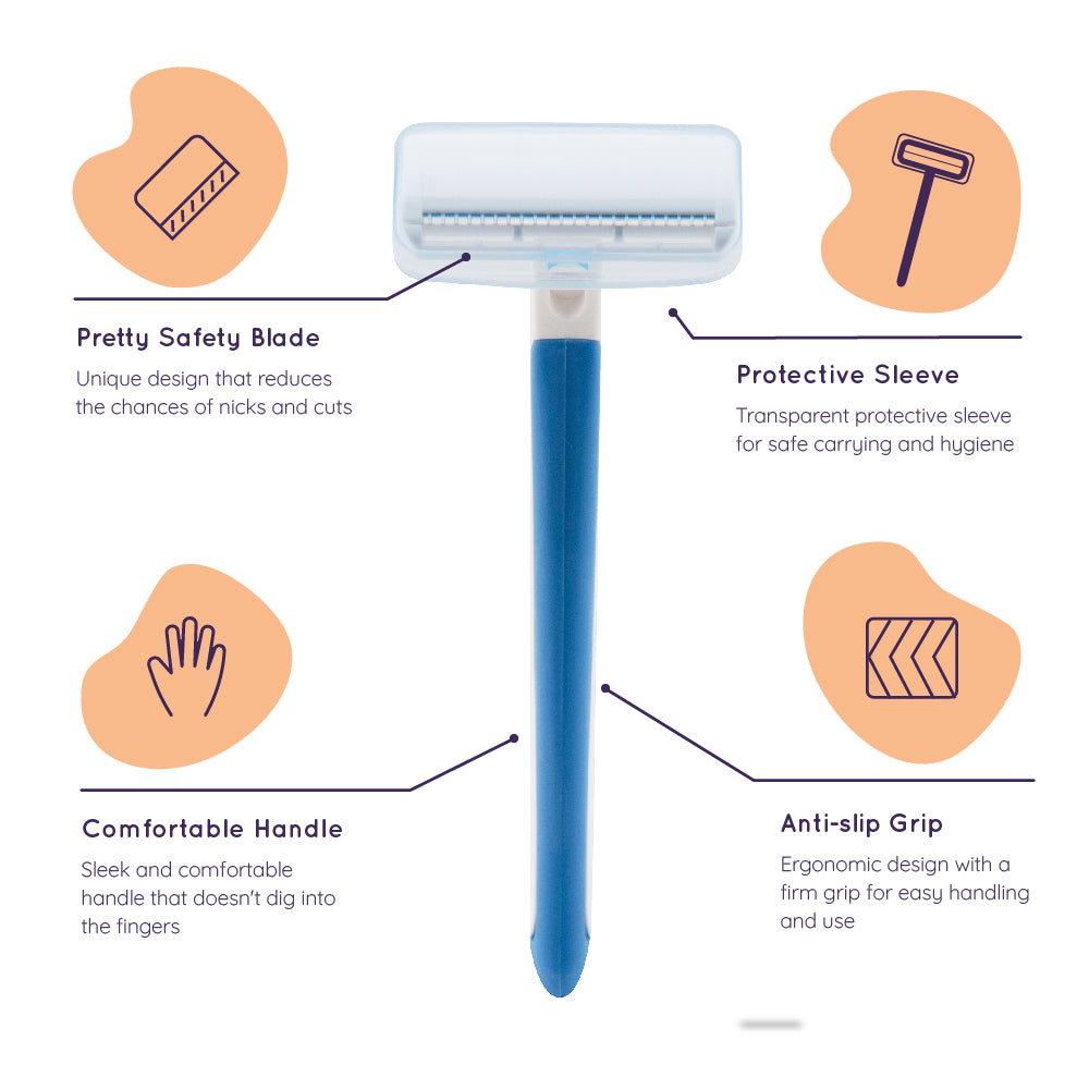 Sanfe Bikini Line Trimming Razor - Stainless steel blade, safety cap, comfortable, anti-slip grip