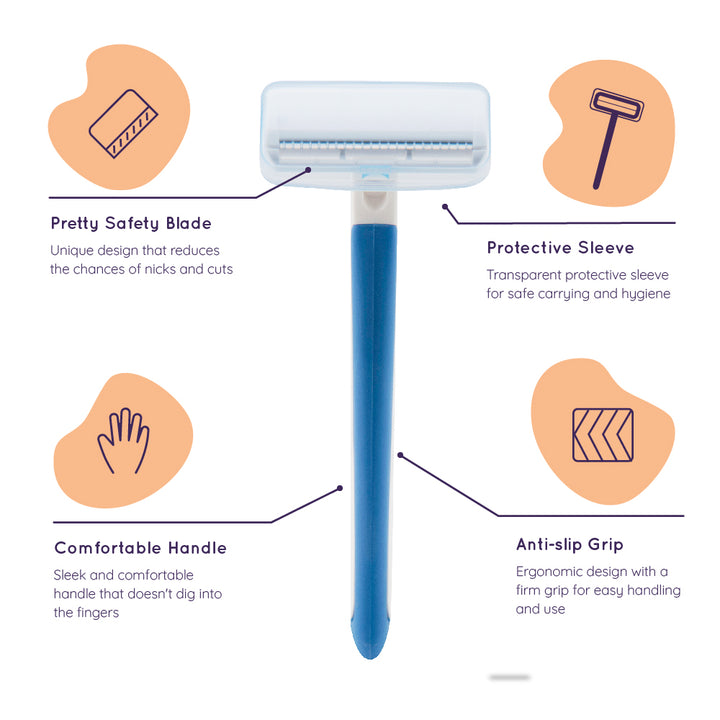 Sanfe Bikini Line Trimming Razor - Stainless steel blade, safety cap, comfortable, anti-slip grip