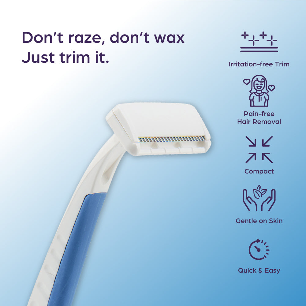 Sanfe Bikini Line Trimming Razor - Stainless steel blade, safety cap, comfortable, anti-slip grip