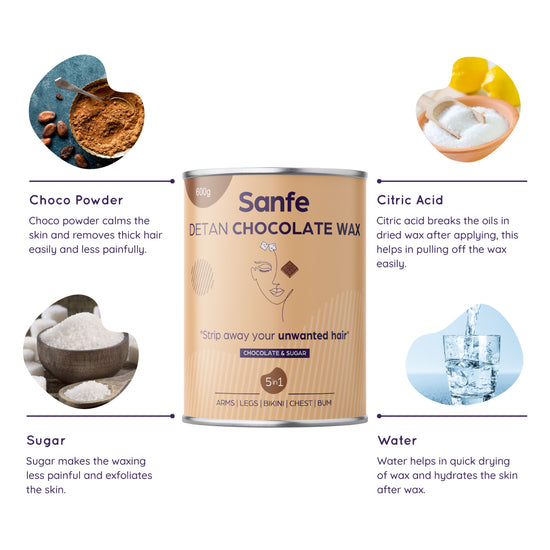 Sanfe Detan Chocolate Wax for Smooth Hair Removal - 1200gm