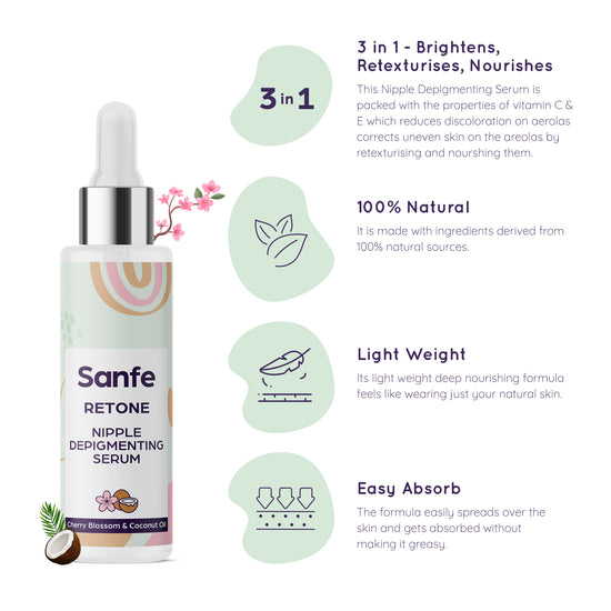 Sanfe Retone Nipple Depigmenting Serum - Cherry Blossom and Coconut Oil